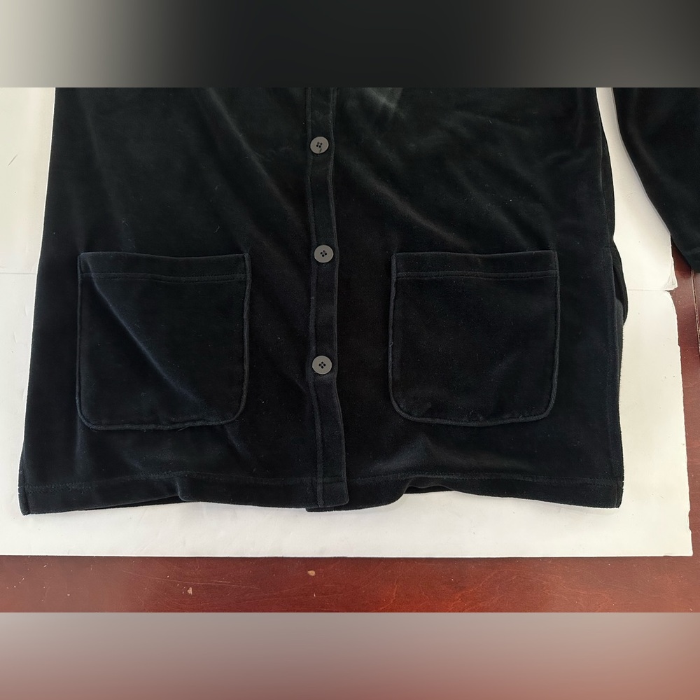 Liz & Co. Vintage Black Button Front Velvet Cardigan with Pockets size Small - Picture 8 of 10